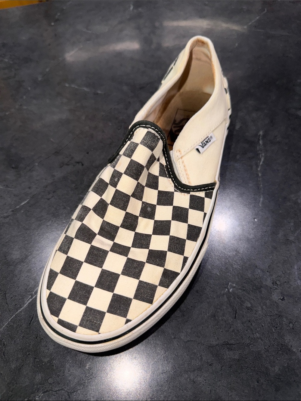 Vans Slip-On Checkerboard in Black and Cream LEFT ONLY